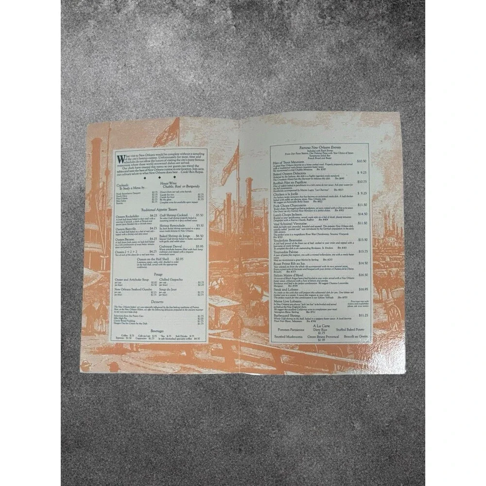The French Garden Bar Le Cafe Bromeliad Hilton Vintage Menu